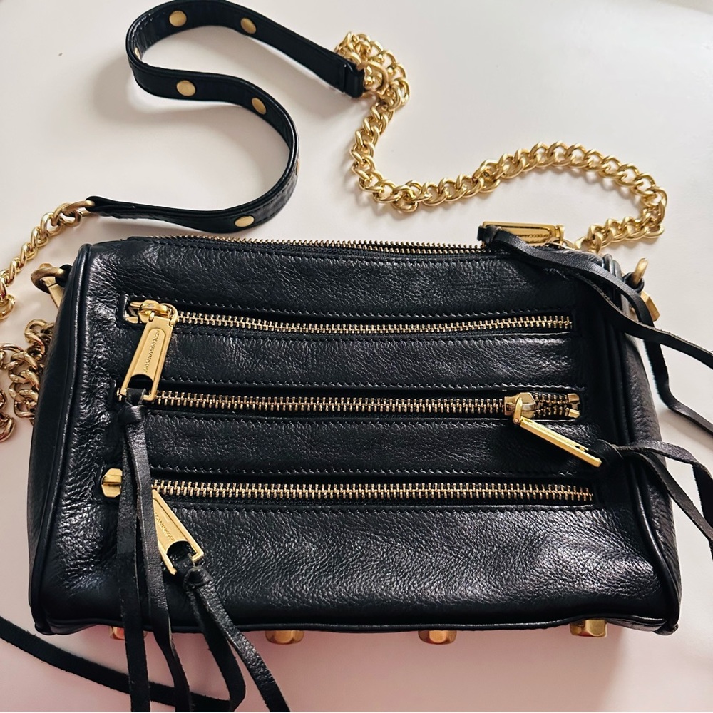 Rebecca Minkoff Mini 5 Zip Leather Crossbody- Black - SOLD